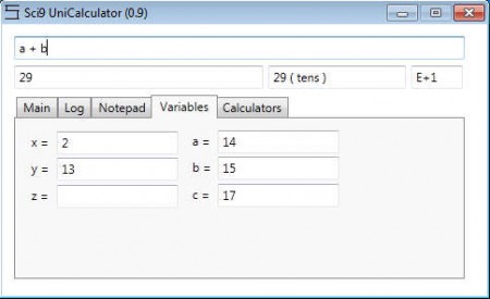 Sci9 Calculator calculating vriables