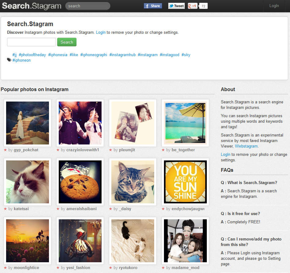 Search Stagram default window