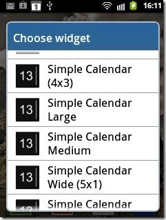 Simple Calendar Widget App