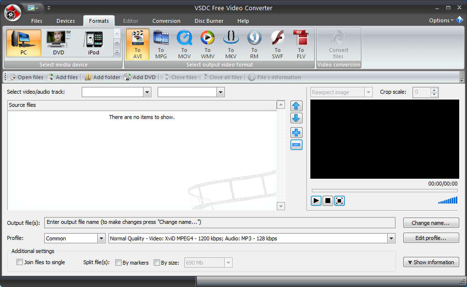 VSDC Free Video Converter default window