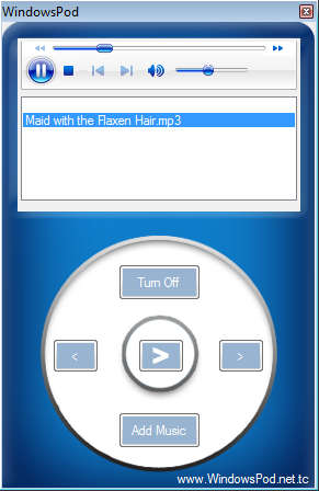 WindowsPod playing a song