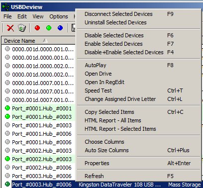 usbdeviewer context menu