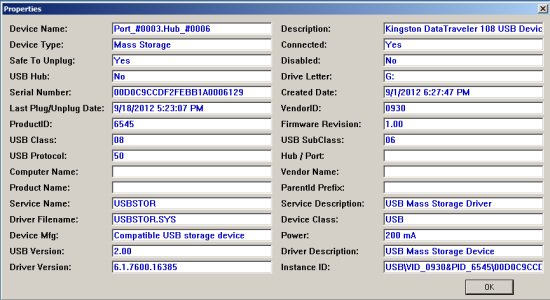 usbdeviewer device properties