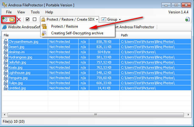 Androsa FileProtector added files protecting
