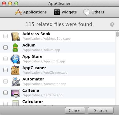 AppCleaner mac interface screen shot
