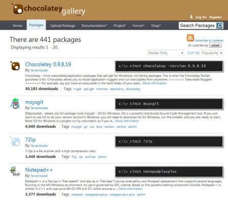 Chocolatey NuGet selection of application