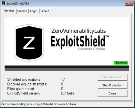 ExploitShield default window