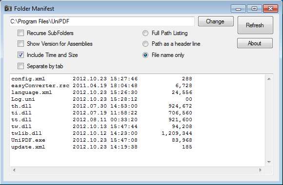 File Manifest list edited