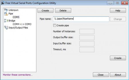Free Virtual Serial Ports creating virtual serial ports