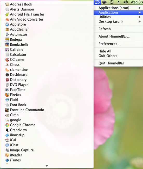 HimmelBar screenshot application launcher for mac
