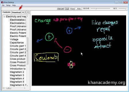 Khan Desktop playing video lesson