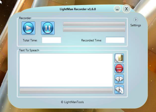 LightMan Recorder default window