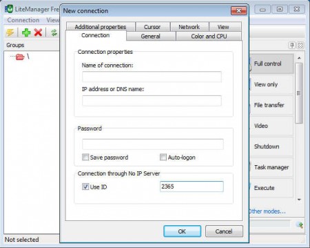 LiteManage Free setting up connection