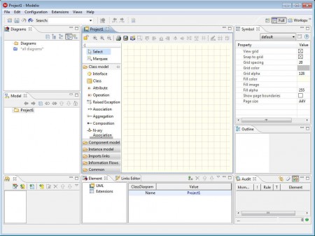 Modelio modeling software default window