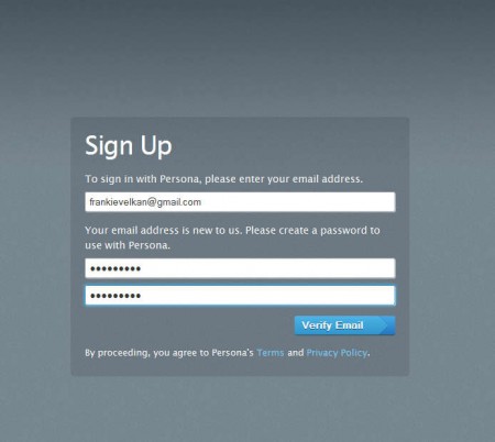 Mozilla Persona registering