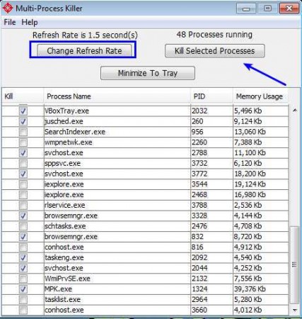 Multi-Process Killer selected processes