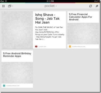 Pocket iPhone app