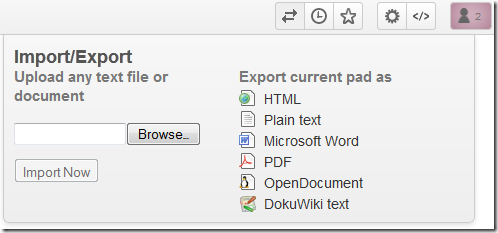 Primarypad-document-import-export
