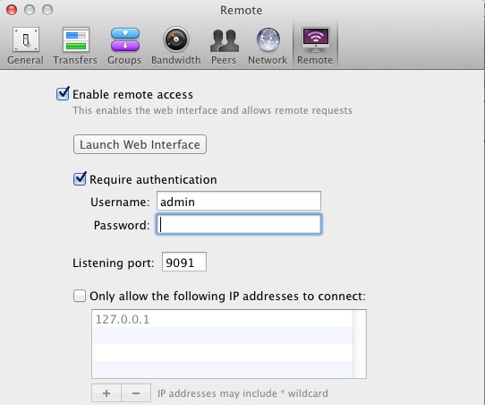 how to enable remote connection to transmission mac
