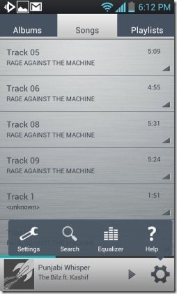 Rocket Music Player Audio view