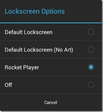 Rocket Music Player Lock screen