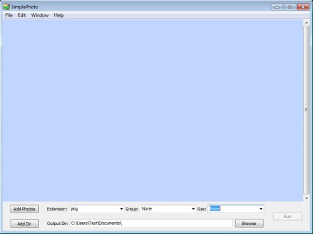 SimplePhoto batch image converter default window