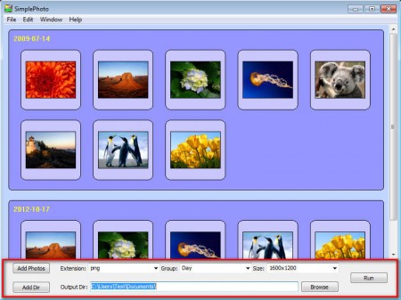 SimplePhoto opened images options