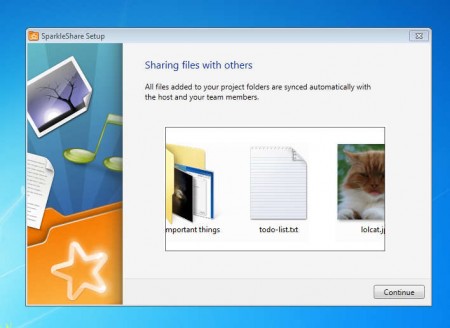 SparkleShare free file sharing default window