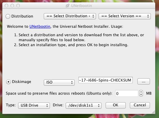 Unetbootin for Mac screenshot