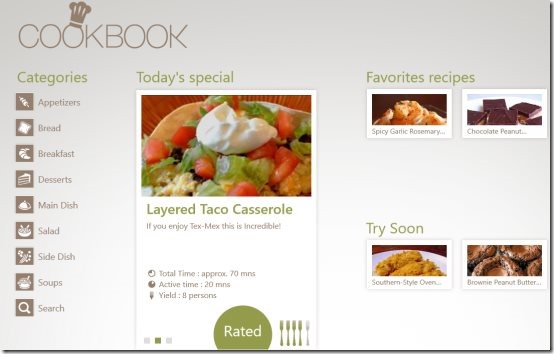 Windows 8 cookbook app