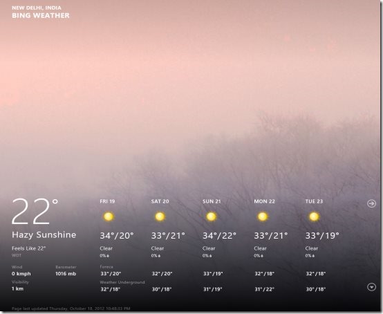 Windows 8 weather app