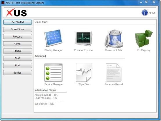 XUS PC Tools started