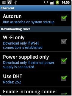 aTorrent Settings