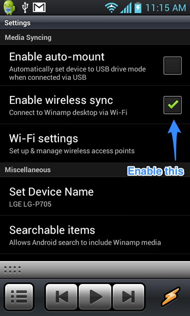 android wireless sync