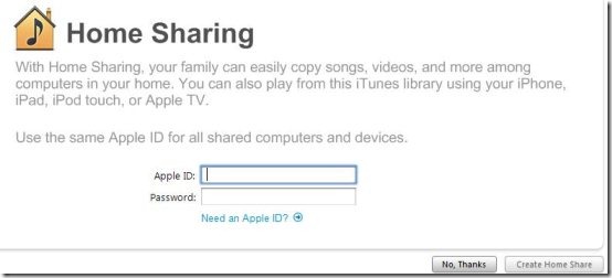 itunes home sharing