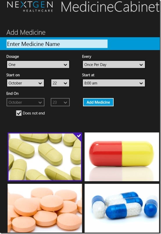 medication Windows 8 app