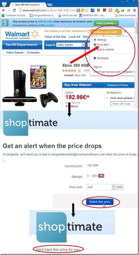 shoptimate price alert