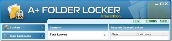 A  Folder Locker Free Edition interface