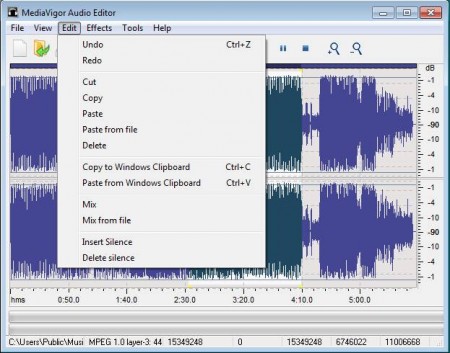 Audio Editor opened file
