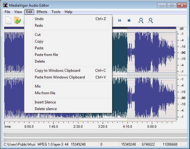 Audio Editor opened file