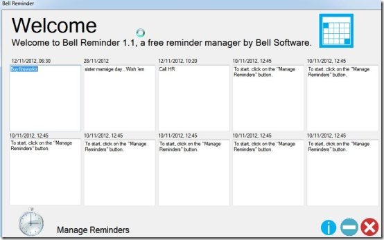 Bell Remainder free note reminder software