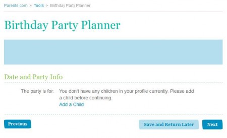 Birthday Party Planning service default window