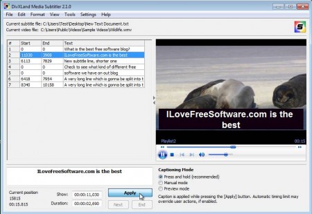 DivXLand Media Subtitler automatic subtitles