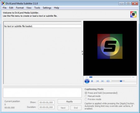 free subtitle maker default window