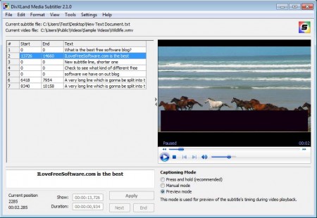 DivXLand Media Subtitler opened files
