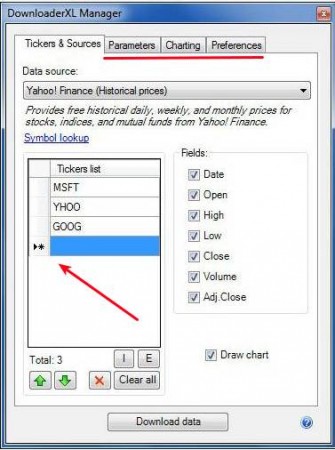 DownloaderXL Free setting tickers