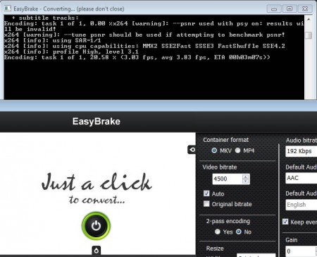 EasyBrake video conversion in progress