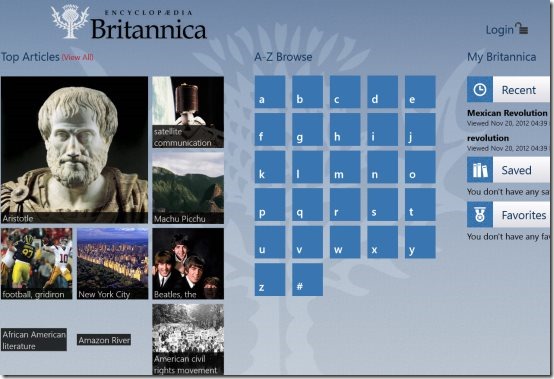 Encyclopedia Britannica App For Windows 8