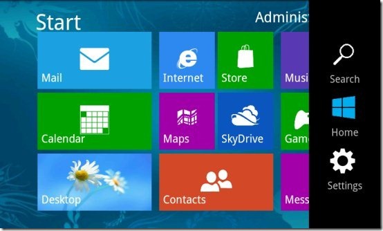 Fake Windows 8 Charm Bar