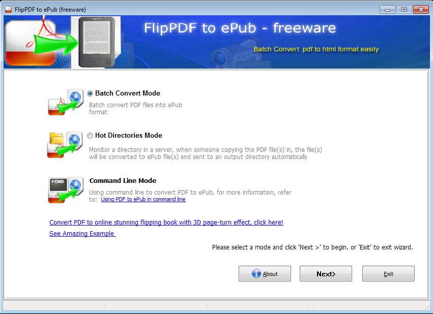 FlipPDF to ePUB default window